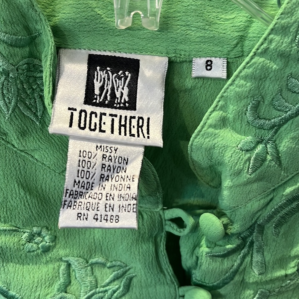 Worn once beautiful Lime Green Blouse by Together! Size 8 - Picture 11 of 16